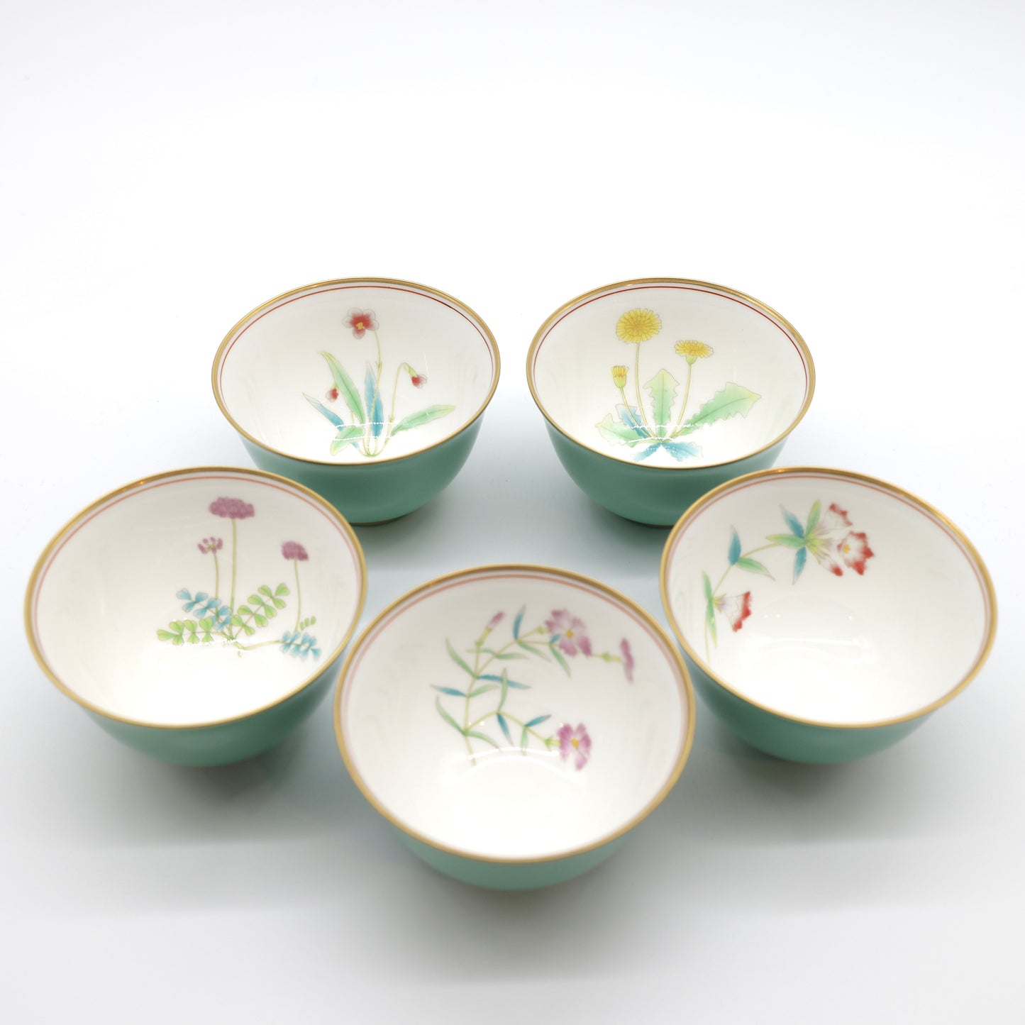 Arita-ware Koransha Tea Cup Set of 5 (5 Types of Japanese Flowers)