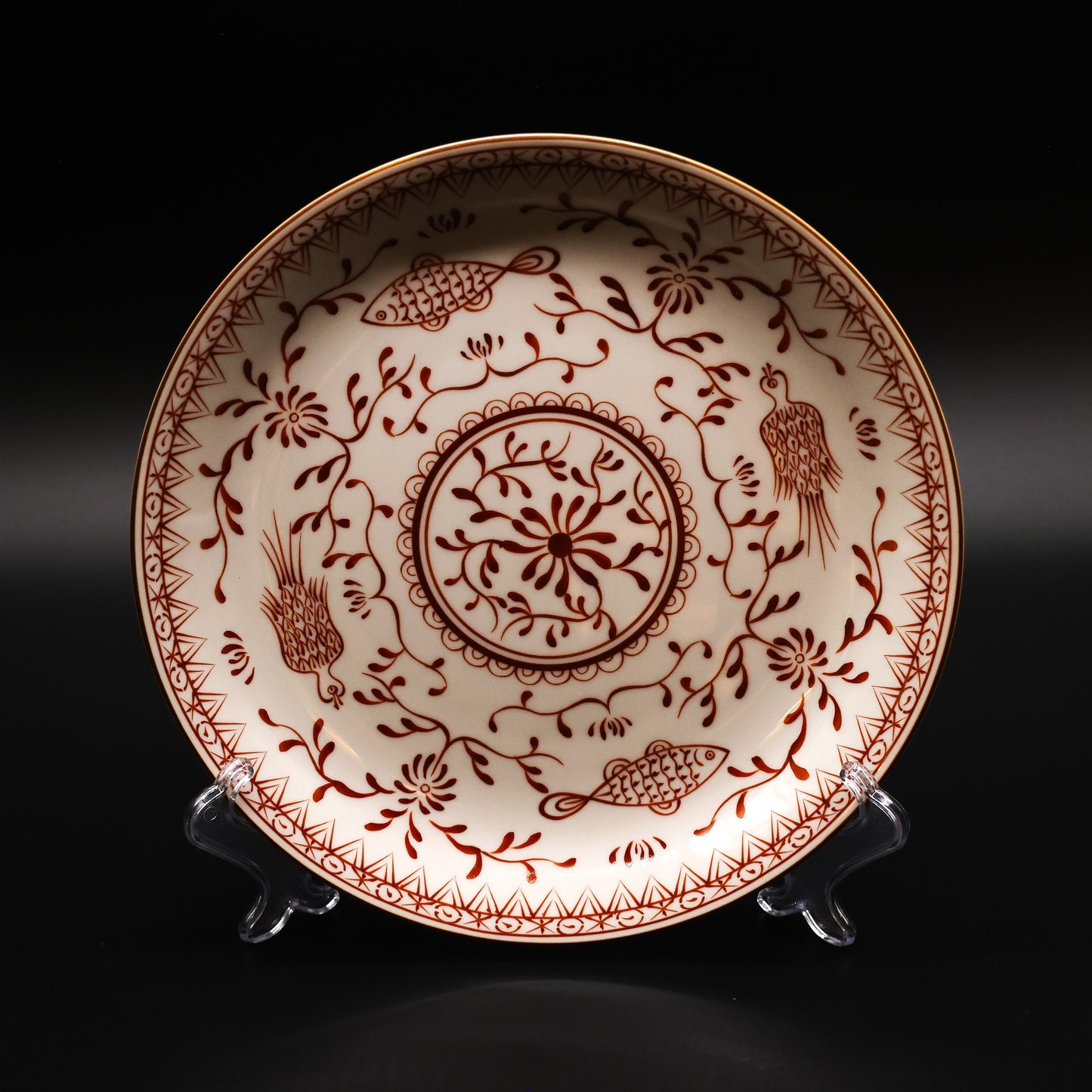 Arita-ware Koransha Fish and Bird Pattern Large Plate