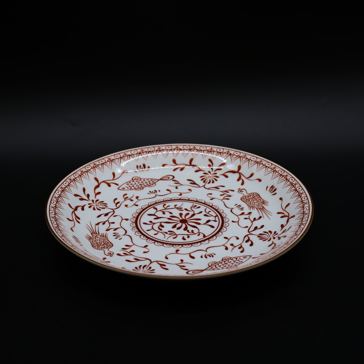 Arita-ware Koransha Fish and Bird Pattern Large Plate