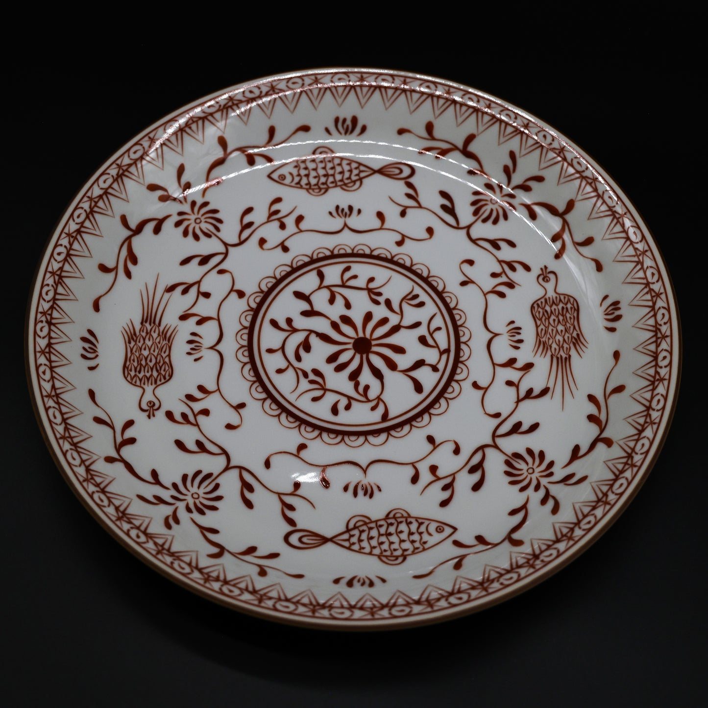 Arita-ware Koransha Fish and Bird Pattern Large Plate